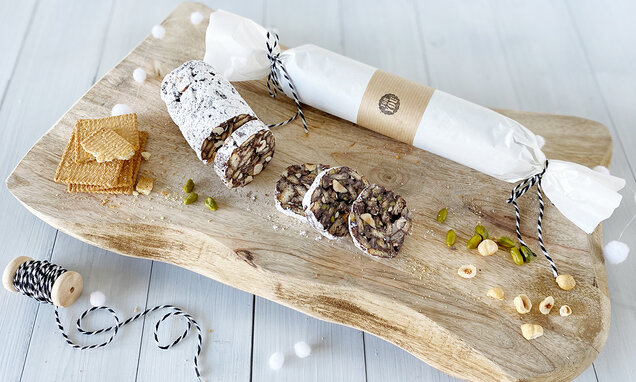 Salame di Cioccolato aus dem Italienischen übersetzt: Schokoladensalami (veganes Rezept)